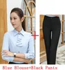 Plus Size 4XL Slim Moda Formalne Pantsy z 2 sztuki Bluzki i Spodnie Profesjonalne Garnitury Biznesowe Kobiety Stroje Panie