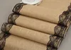 8 Uds camino de mesa boda Navidad mantel de lino con encaje de arpillera de alta calidad
