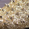 Sparkly Gold Sequined Casual Party Formal Shoes For Men Studded Rivets Mens Wedding Shoes Loafer 3 Colors