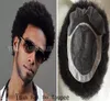 Grote stock afro krultoupee voor knappe mannen maagdelijk Braziliaans haar kinky afro curl Amerikaanse mannen toupee 7141970