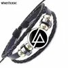 Vintage Cabochon colar de colarinho preto pulseira de couro para mulheres casamento americano linkin park logo1820353