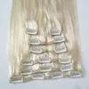 16 "18" 20 "22" 24 "26" Machine gemaakt Remy Rechte Clip in Human Hair Extensions 100G 100% Menselijk Haarklemmen in Blonde 7pcs / Set