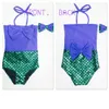 Baby Girls Bowtie Mermaid One-Piece Baddräkt Princess Badkläder Barnens Baddräkt Kids Toddler Bikini 2 st Suit 3 Färger