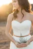 2018 nouveau style campagnard une ligne robes de mariée chérie tulle été plage robes de mariée longueur de plancher avec ceinture en or robe de mariée personnalisée