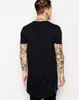 Moda masculina Longo T Shirt Dos Homens Negros Casual Tops T-shirt Masculinas O-pescoço Hiphop Roupas de Manga Curta T-shirt