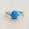 Anel de opala de pedra preciosa feminino solitário anéis de noivado de casamento moda jóias presente Will e Sandy
