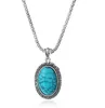 Mode-accessoires Vintage Sieraden Drie Stuks Set Oval Blue Turquoise Ketting Oorbellen Armband Set