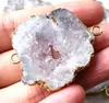 Natural Rock Crystal Quartz Geode Connector Druzy Beads Slice Agate Druzy Gemstone Connector Pärlor för smycken Making8467629