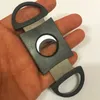 Svart dubbel Guillotine Cigar Cutter Hole Diameter Rostfritt stål Dubbelblad Cigarrklippare Rökning Tillbehör AC022