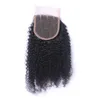 Wefts Afro Kinky Curly Malaysian Virgin Human Hair Weave Bunds med stängning Kinky Curly 4x4 Front Spets stängning med Virgin Hair Wefts