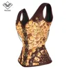 Steampunk 코르셋 고딕 가죽 코르셋 Sexysteampunk 코르셋 Corselet 코르셋 스트랩 12 스틸 뼈 놋쇠 탐크 컵 Co 체인 Straitjacket Bodice