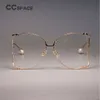 女性用透明レンズビッグスカールメガネフレームゴールドフレームUV400ファッションアイウェアメガネ45476