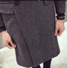 MENS Winter Long Parkas Dark Gray Black Lapel Neck Wool Coats Man Classic Fashion Clothes Free Shipping