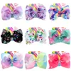 135 Styles Jojo Siwa 20 cm großer Regenbogen Einhorn Signature Haarbogen mit Karten- und Pailletten -Logo Baby -Kinder -Kinder Haarzubehör H1063012