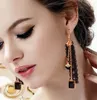 Nieuwe hete Koreaanse zwarte kant oorbellen meisje crystal lint persoonlijkheid mode kwast oorbellen mode klassieke elegante