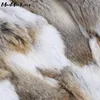 Ny vinterjacka kvinnor denimrock naturlig riktig kanin päls foder tvättbjörn päls krage huva tjocka varma parkor avtagbar parka