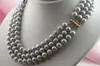 Ny 3 rad 8-9mm Tahitisk silvergrå pärlhalsband 16-18 328p