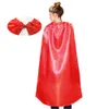 110x70cm one layer plain party cape with mask kids cosplay costume solid color single lace-up satin adult size cape