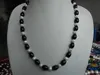 手結び美しいナチュラル 8 × 12 ミリメートル米形黒瑪瑙白真珠のネックレス 50 センチメートル 2 ピース/ロットファッションジュエリー