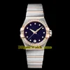 27mm Dream Blue Starry Sky Dial Swiss Quartz Womens Watch Diamond Bezel Two Tone Rose Gold Rostfritt stålband Mode Lady Klockor