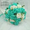 2016 Cheap Wedding Bouquet PinkRedWhiteBurgundy Bridal Bridesmaid Flower Artificial Flower Rose Bouquet Bride Buque de noiva7779000