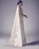 2018 Árabe Vestidos de Noite Zuhair Murad Alta Pescoço Longo Prom Vestidos Applique Bainha Pageant Dividir Frente Melhor Vestido de Noite Formal Custom Made