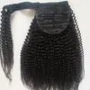 140g African American Women Off Black Afro Puff Kinky Curly Drawstring Ponytails Human Hair Extension Pony Tail Hair Piece