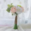 安く手作りの花嫁介添人の結婚式の装飾の泡の花ブライダルブリダイエイドのウェディングブーケ白サテンロマンチックな結婚式のブーケcpa1565