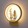 Lampes murales nordiques rondes petit wapiti applique enfants chambre chevet lumière escalier allée LED cerf appliques murales