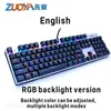 Zuoya Gaming Mechaniczna Klawiatura Anti-Ghosting Blue Switch RGB / Mix Lights Backlight Keyboards USB Przewodowe Rosyjskie / USA dla PC Gamer