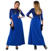2018Nouveau style des femmes de taille plus robes L-6XL Fashion Dress O-Neck 3 / 4Sleeve robes élégantes Maxi robe longue 3colors