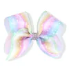 20pcs 5" Mermaid Starry Sky Rainbow Angel hair bows clips with CZ center glitter Metallic Clover hair bands Accessories HD3521