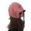 Chapeaux d'hiver pour femmes, bonnets à nœud, casquettes chaudes en coton, chapeau ample, Turban de Festival, couleur unie, Bonnet Hip Hop