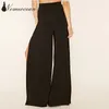 Pantalones de pierna ancha de moda Abertura alta Hollow Out Pantalones de mujer Negro 2017 Primavera Nueva llegada Pantalones OL Pantalones negros M17022420