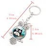 Antique Bird keychain Owl Glass Cabochon Key Rings Holder handbag Hangs Fashion Jewelry