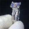 女性のエッフェル塔の形状リング925スターリングシルバー8ct5a CZの石の婚約の結婚式のバンドリングの女性ブライダルジュエリー