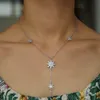 Micro pave cz sparking star north star charme longo feminino colar de corrente y lariat verão sexy moda feminina design estrela jóias202u