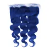 Lacivert Vücut Dalga Brezilyalı İnsan saç örgüleri ve Frontal 5Pcs Lot Saf Mavi Dalgalı Bakire Saç wefts 13x4 Dantel Frontal ile 4Bundles