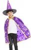 Halloween Cloak Cap Party Cosplay Prop voor Festival Fancy Dress Kinderen Kostuums Heks Wizard Toga Robe en Hoeden Kostuum Cape Kids WSD002