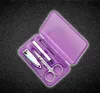 4pcs bärbar rostfritt manikyr uppsättning nail art kits naglar clipper sax ögonbryn clip earwax sked pedikyr verktyg med detaljhandel pacakge