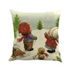 Taie d'oreiller de noël mignon bonhomme de neige impression teinture canapé-lit décor à la maison taies d'oreiller noël 45x45cm carré housses de coussin en lin