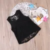 Roupas quentes mãe e filha roupas regatas preto rendas letras elegantes com um lado de atrevido camisetas verão combinando roupas de família