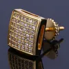 Mens Hip Hop Stud Earrings Jewelry Fashion Gold Silver Simulated Diamond Square Earring For Men