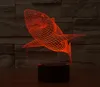 Акула Красочные Визуальная Стерео Лампа LED Градиент 3D Light трогательно Визуальная Лампа Красочный Настольная Лампа Ночник