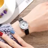Mode femmes mince maille cuir simple conception montres dames robe quartz montres-bracelets étudiants petit cadran parti montres-bracelets