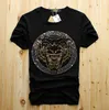 2021 Mode Heren Zwarte Kleur Korte T-shirt Tiger Luxe Diamant Design Casual Katoen Korte Mouw T-shirts Merkhip Hop Katoen O-hals Tops Heren Wit Mode