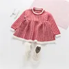 2018 Autunno manica lunga neonati neonati ragazze bambini dolce o-collo plaid maglieria partito principessa tutu maglione vestito abiti C939