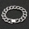 Men Hip Hop Copper 3 Row Micro Pave Cuban Link Diamond bracelet Cubic Zircon Mens Punk 15mm 21cm Miami Bracelet