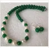 Perle Akoya blanche naturelle 7-8MM/perles rondes en jade vert collier boucles d'oreilles ensemble