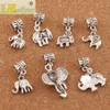 140 pcs / lote metais mistos elefante grande buraco dangle beads europeu tibet prata fit charme pulseira solta